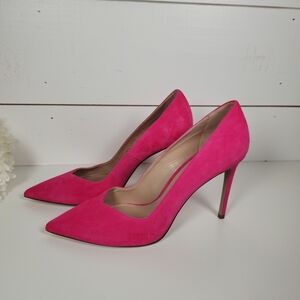 Stuart Weitzman Flamin Hot Pink Suede Pumps Stiletto Heels Womens 10.5